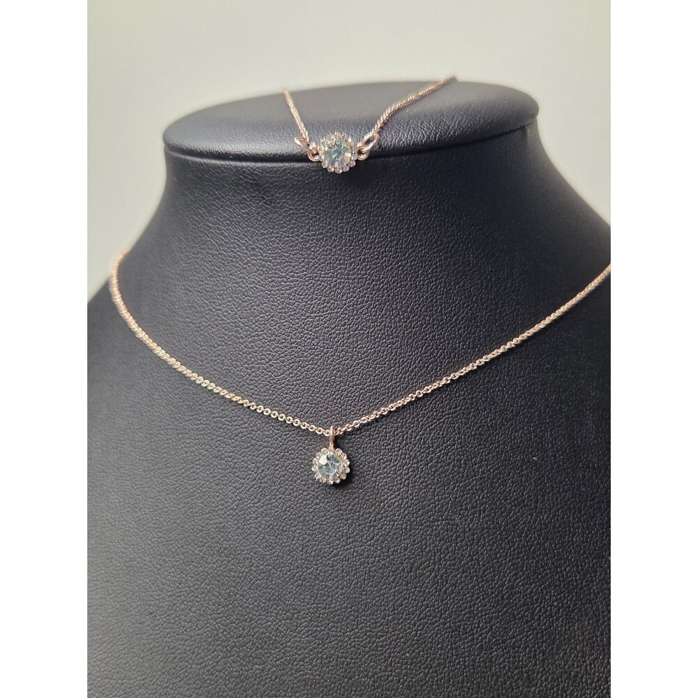 Rose Gold Rhinestone Bracelet Necklace Set LC